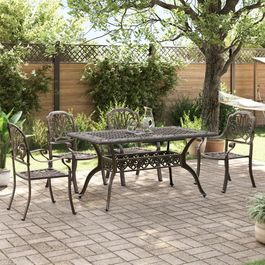 5 Piece Garden Dining Set Bronze Cast Aluminium