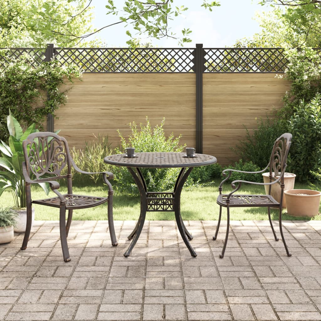 3 Piece Bistro Set Bronze Cast Aluminium