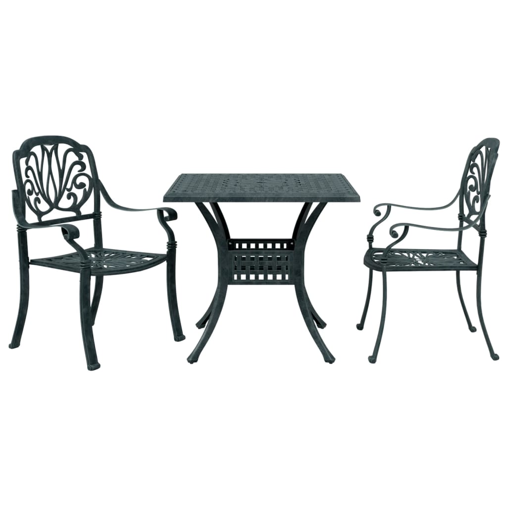 3 Piece Bistro Set Green Cast Aluminium