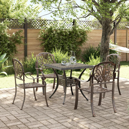 5 Piece Garden Dining Set Bronze Cast Aluminium