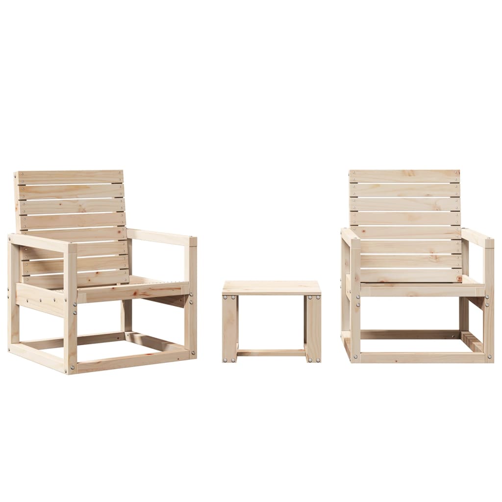 3 Piece Garden Lounge Set Solid Wood Pine