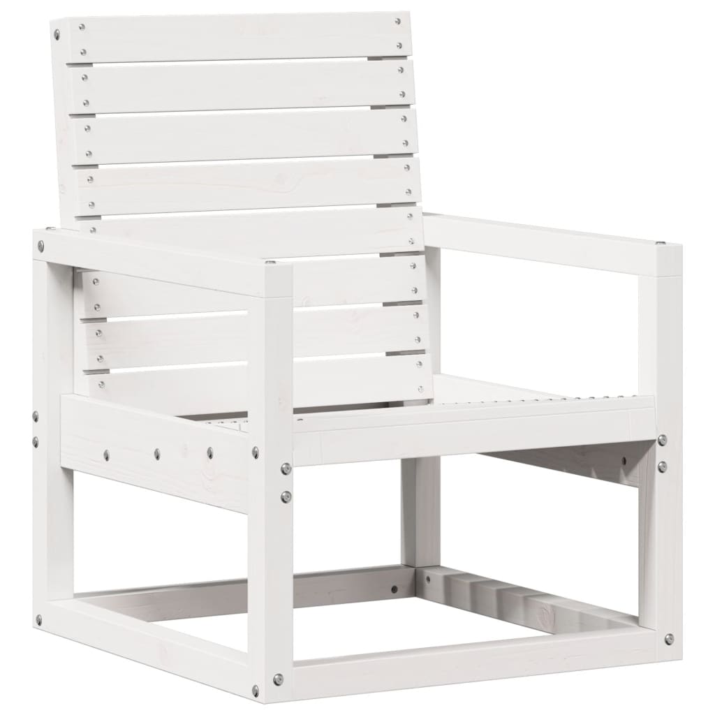 3 Piece Garden Lounge Set White Solid Wood Pine