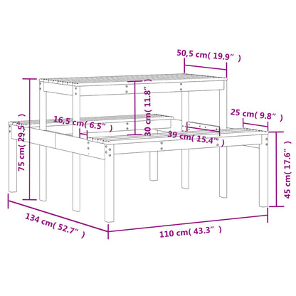 Picnic Table 110x134x75 cm Solid Wood Pine