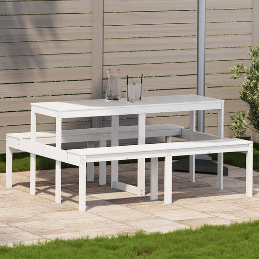 Picnic Table White 160x134x75 cm Solid Wood Pine