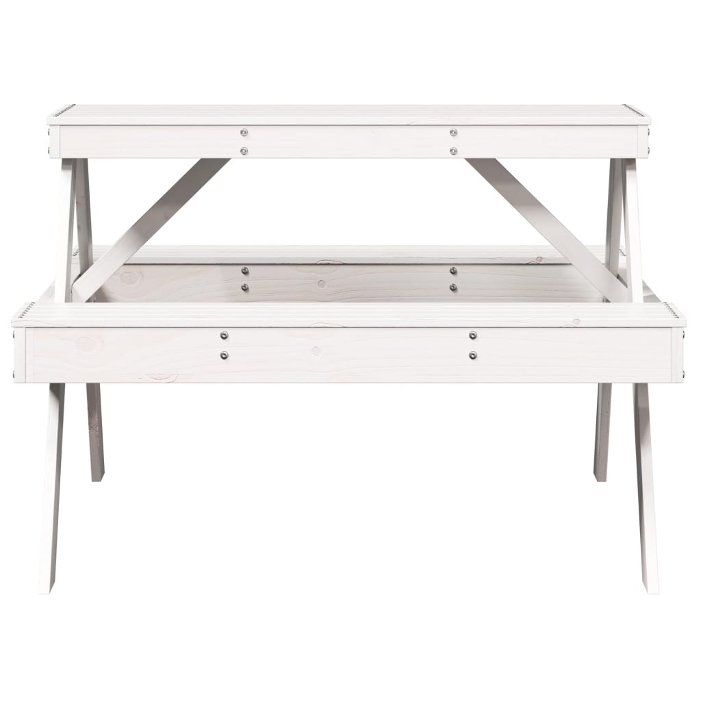 Picnic Table White 105x134x75 cm Solid Wood Pine