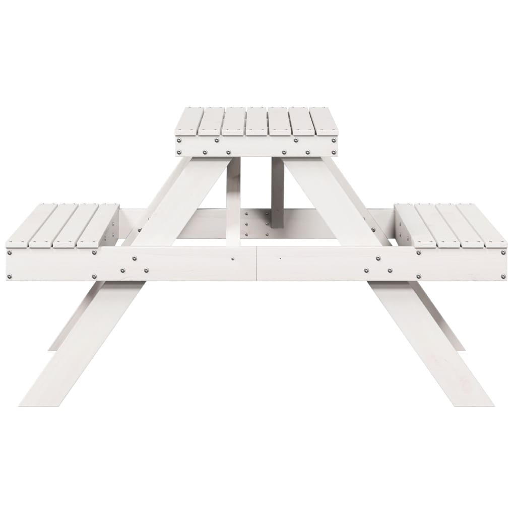 Picnic Table White 105x134x75 cm Solid Wood Pine