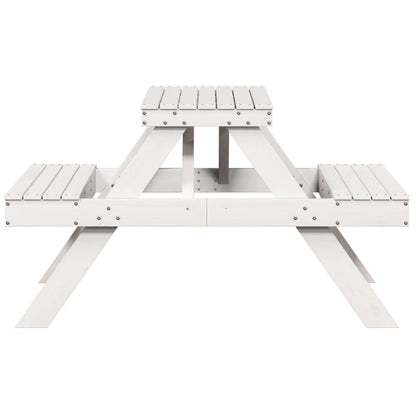 Picnic Table White 105x134x75 cm Solid Wood Pine