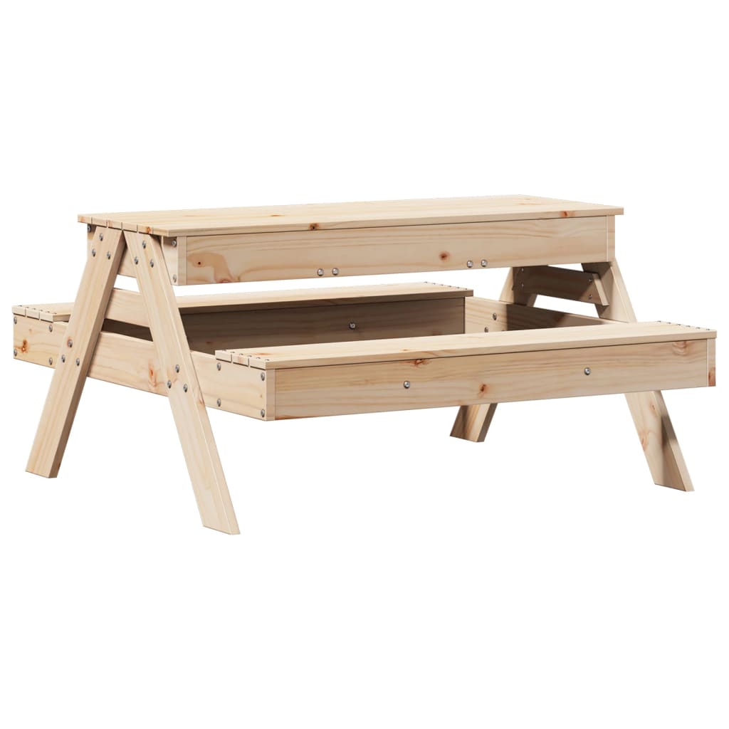 Picnic Table with Sandpit for Kids Solid Wood Pine