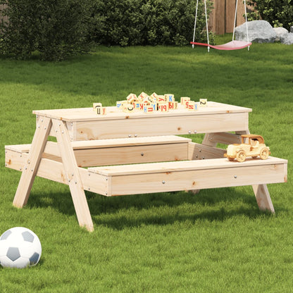 Picnic Table with Sandpit for Kids Solid Wood Pine