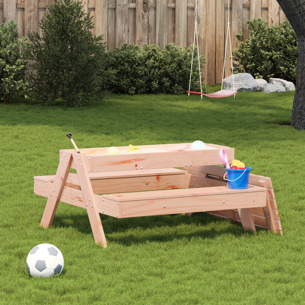 Picnic Table with Sandpit for Kids Solid Wood Solid Wood Douglas