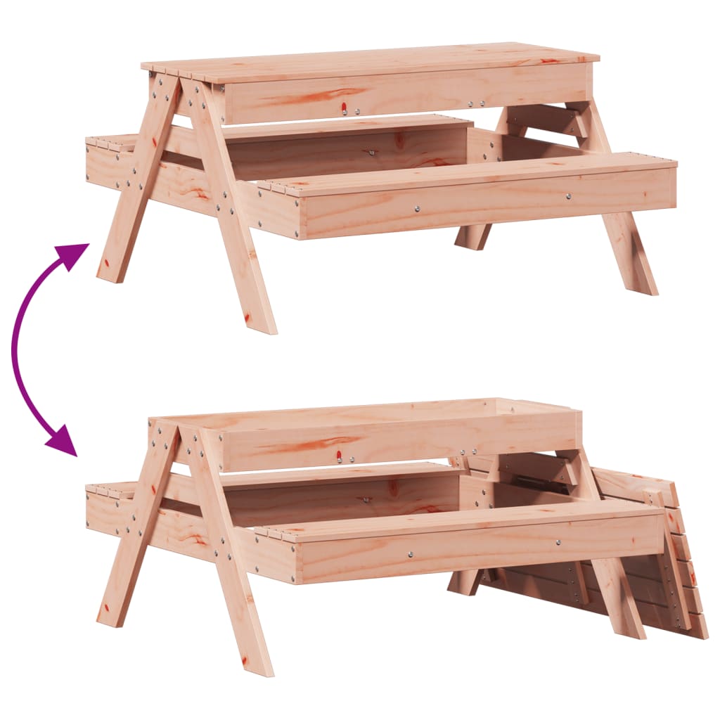 Picnic Table with Sandpit for Kids Solid Wood Solid Wood Douglas