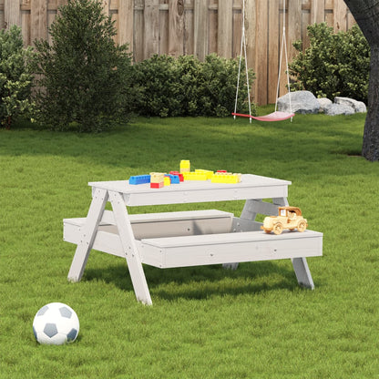 Picnic Table for Kids White 88x97x52 cm Solid Wood Pine