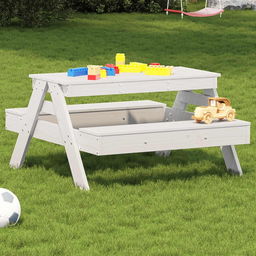 Picnic Table for Kids White 88x97x52 cm Solid Wood Pine