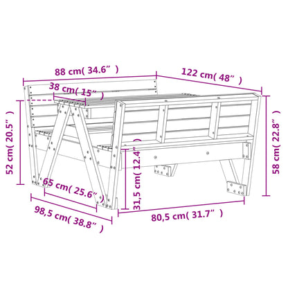 Picnic Table for Kids White 88x122x58 cm Solid Wood Pine