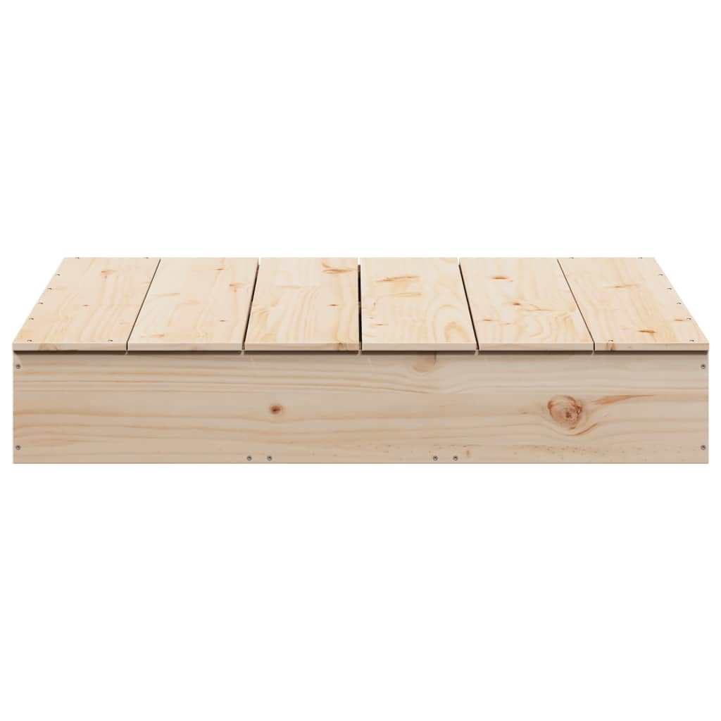 Sandpit with Cover 111x111x19.5 cm Solid Wood Pine