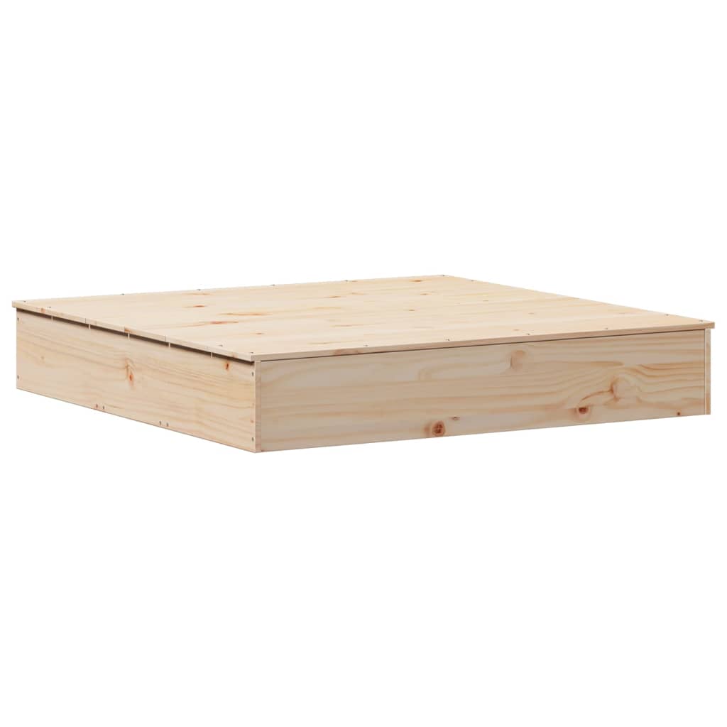 Sandpit with Cover 111x111x19.5 cm Solid Wood Pine