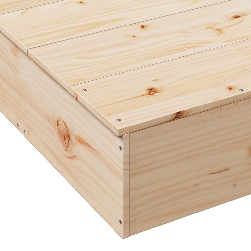 Sandpit with Cover 111x111x19.5 cm Solid Wood Pine