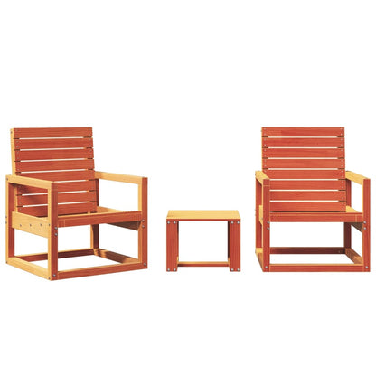 3 Piece Garden Lounge Set Wax Brown Solid Wood Pine