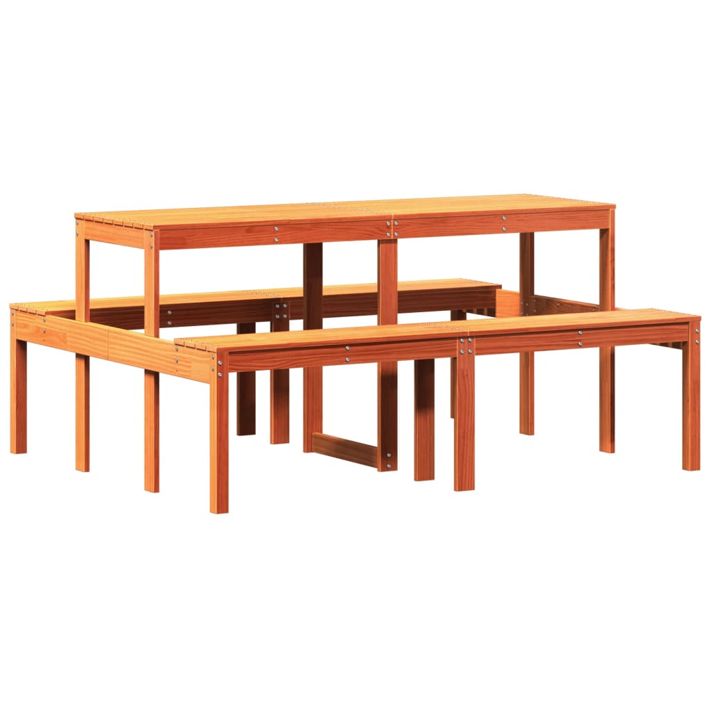 Picnic Table Wax Brown 160x134x75 cm Solid Wood Pine