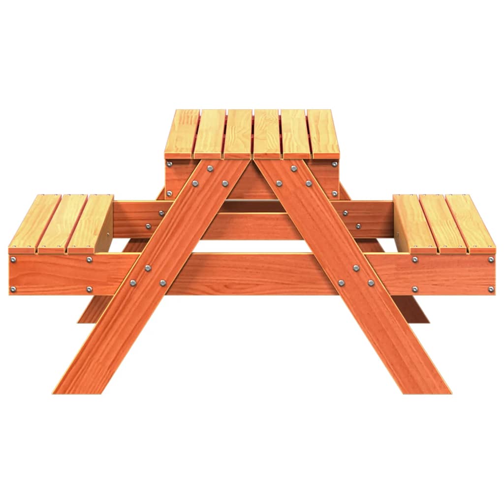 Picnic Table with Sandpit for Kids Wax Brown Solid Wood Pine