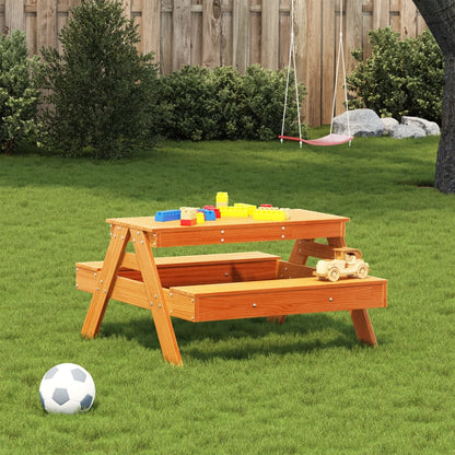Picnic Table for Kids Wax Brown 88x97x52 cm Solid Wood Pine