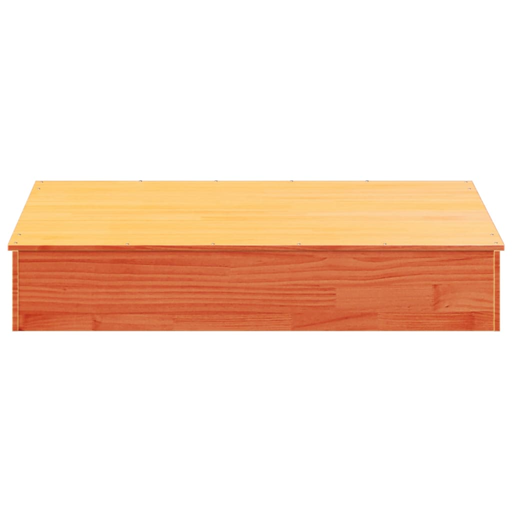 Sandpit with Cover Wax Brown 111x111x19.5 cm Solid Wood Pine