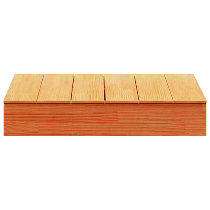 Sandpit with Cover Wax Brown 111x111x19.5 cm Solid Wood Pine