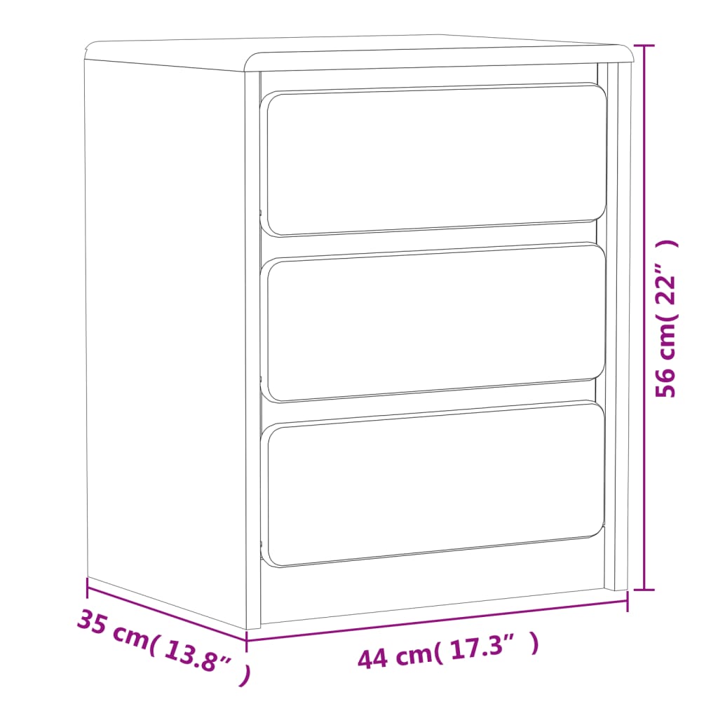 Bedside Cabinet SAUDA Oak 44x35x56 cm Solid Wood Pine