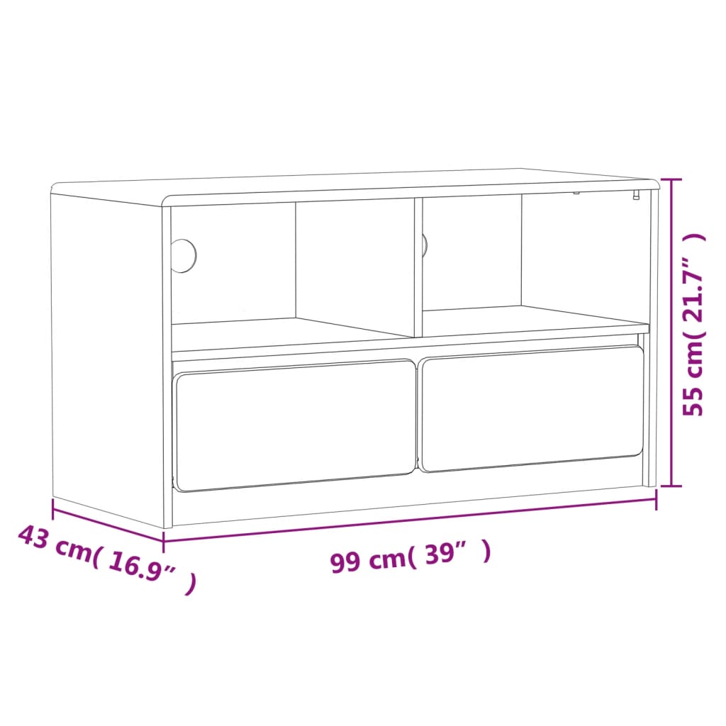 TV Cabinet SAUDA Oak 99x43x55 cm Solid Wood Pine