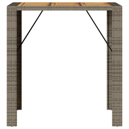 Garden Bar Table with Acacia Wood Top Grey 105x80x110 cm Poly Rattan