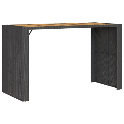 Garden Bar Table with Acacia Wood Top Black 185x80x110 cm Poly Rattan