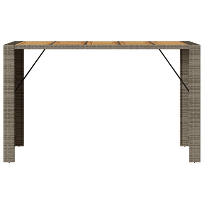 Garden Bar Table with Acacia Wood Top Grey 185x80x110 cm Poly Rattan