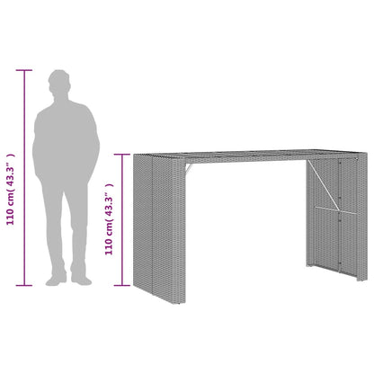 Garden Bar Table with Acacia Wood Top Grey 185x80x110 cm Poly Rattan