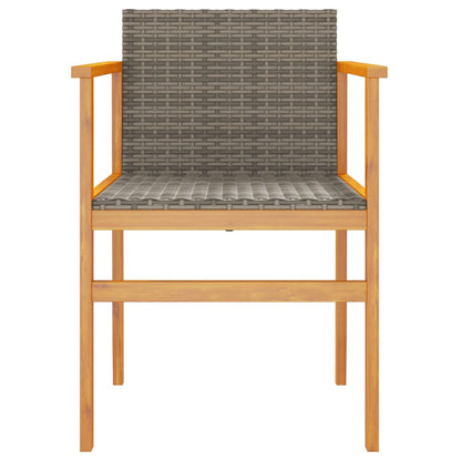 Garden Chairs 2 pcs Grey Poly Rattan&Solid Wood
