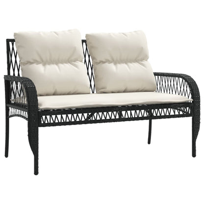 4 Piece Garden Sofa Set with Cushions Black Poly Rattan