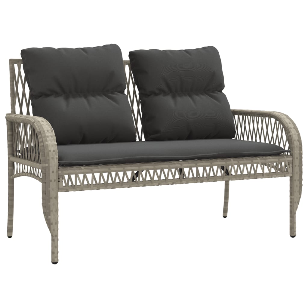 4 Piece Garden Sofa Set with Cushions Light Grey Poly Rattan