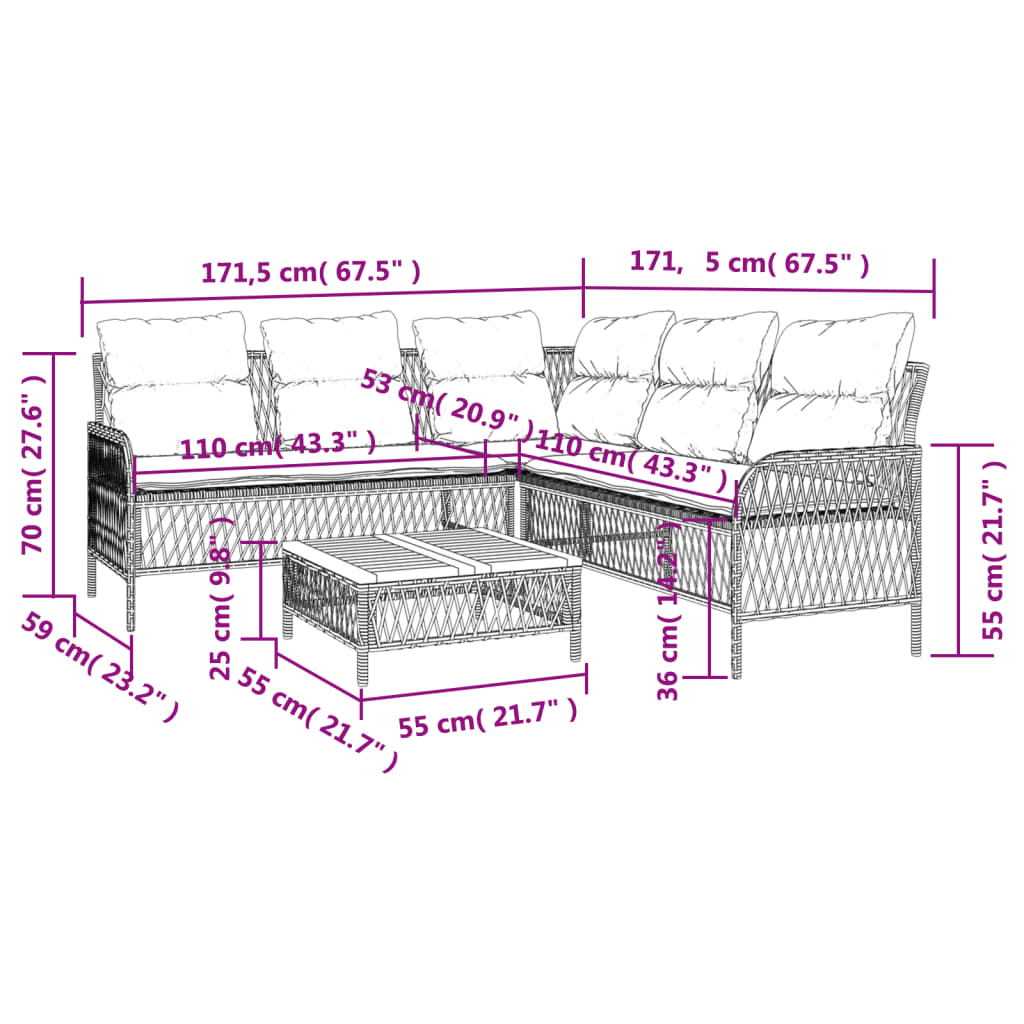 2 Piece Garden Sofa Set with Cushions Black Poly Rattan