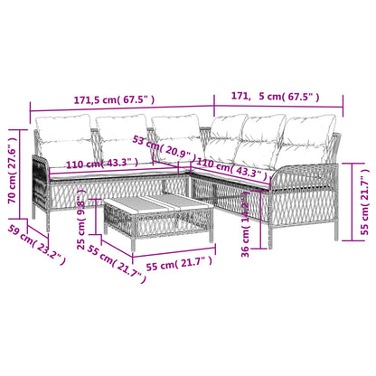 2 Piece Garden Sofa Set with Cushions Black Poly Rattan