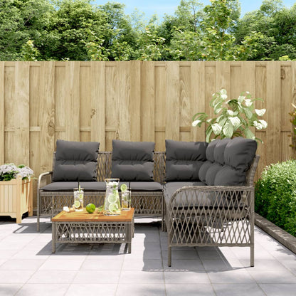 2 Piece Garden Sofa Set with Cushions Grey Poly Rattan