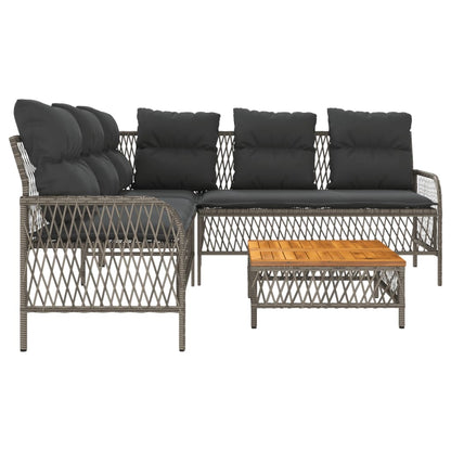 2 Piece Garden Sofa Set with Cushions Grey Poly Rattan