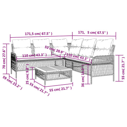 2 Piece Garden Sofa Set with Cushions Grey Poly Rattan