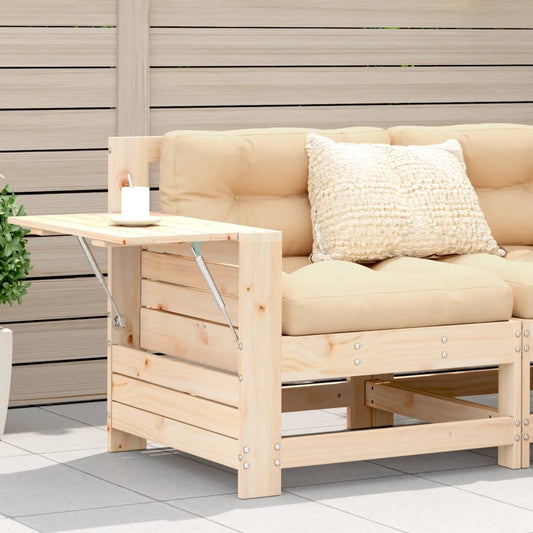 Garden Armrest Sofa with Side Table Solid Wood Pine