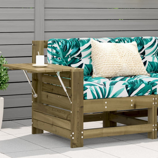 Garden Armrest Sofa with Side Table Impregnated Wood Pine