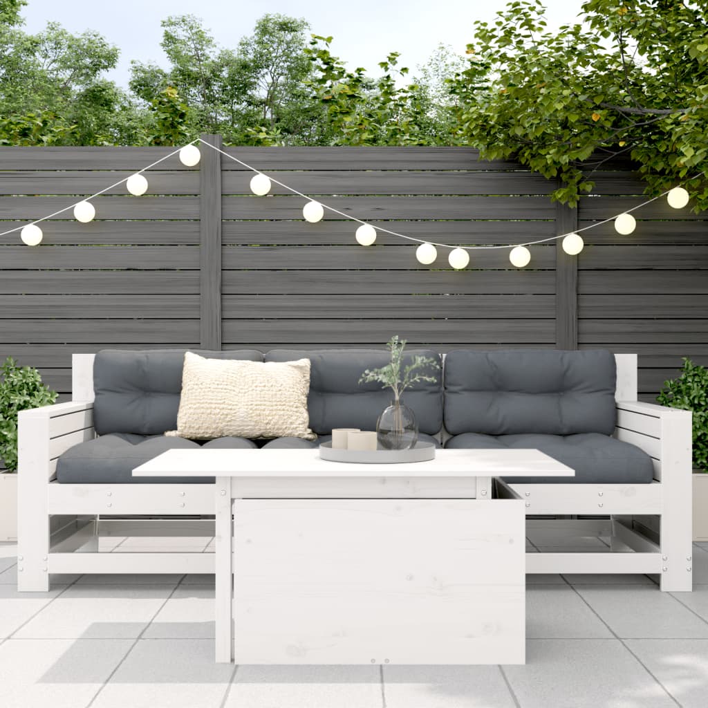 Garden Table White 100x50x75 cm Solid Wood Pine