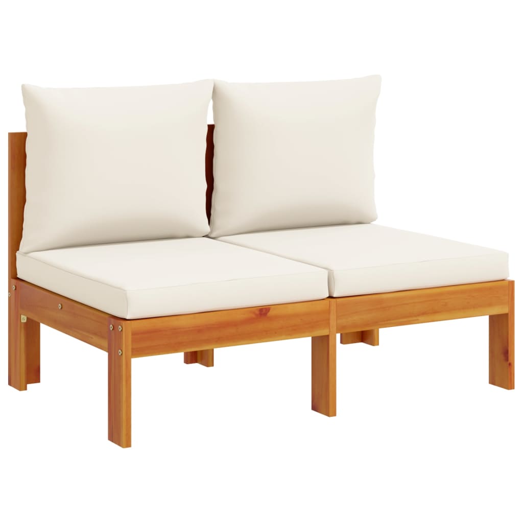 Garden Sofa Armless with Cushions 2-Seater Solid Wood Acacia