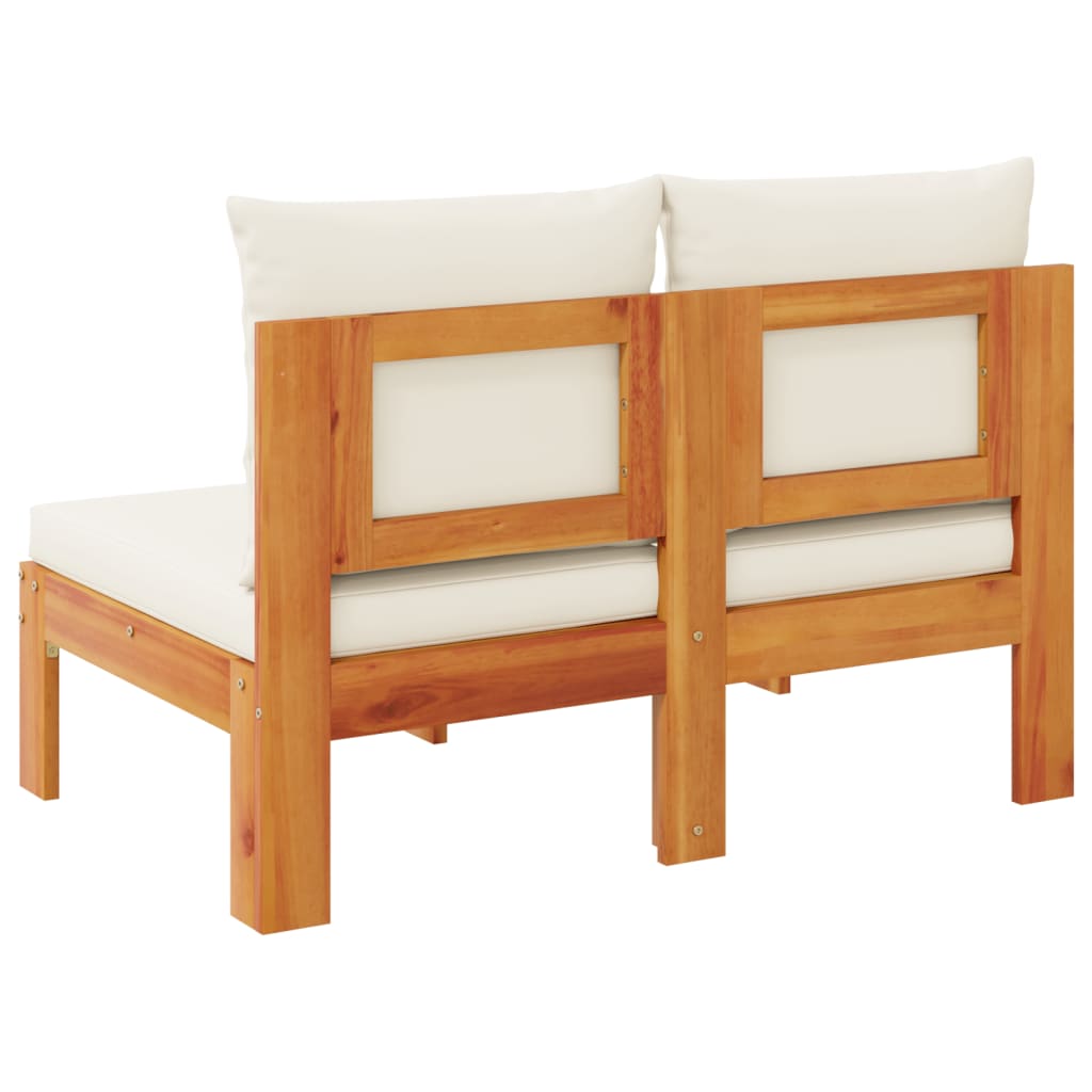 Garden Sofa Armless with Cushions 2-Seater Solid Wood Acacia