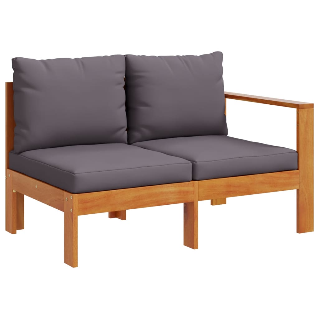 Garden Sofa with 1 Armrest 2-Seater Solid Wood Acacia