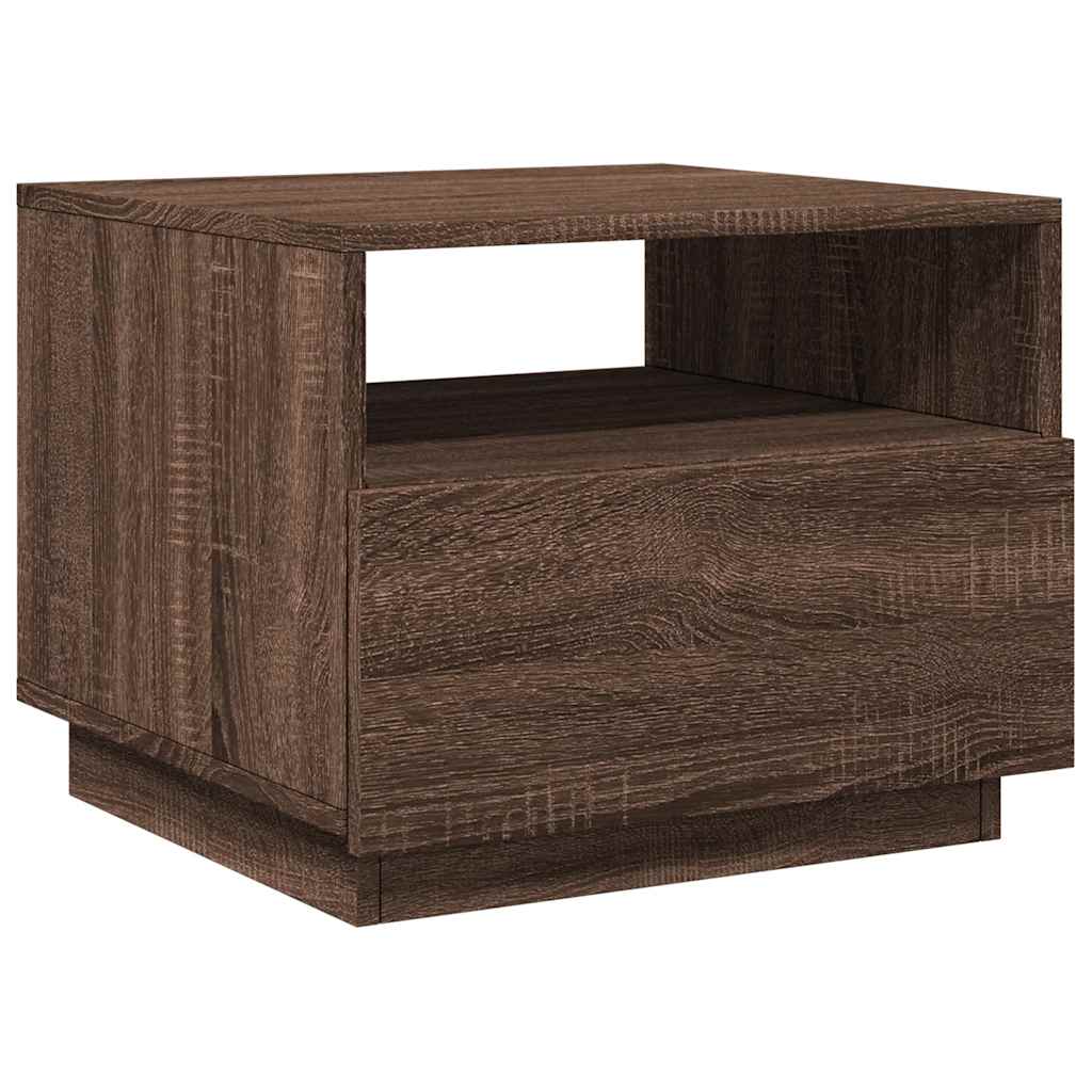 Coffee Table with LED Lights Brown Oak 50x49x40 cm