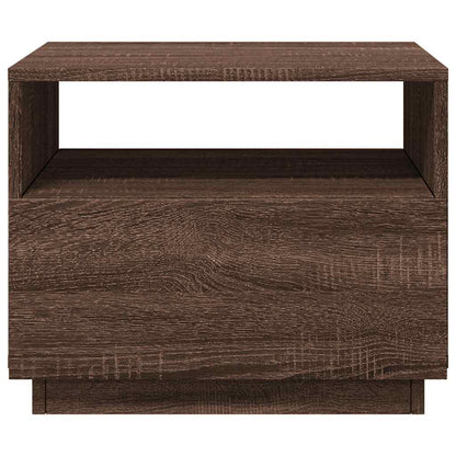 Coffee Table with LED Lights Brown Oak 50x49x40 cm