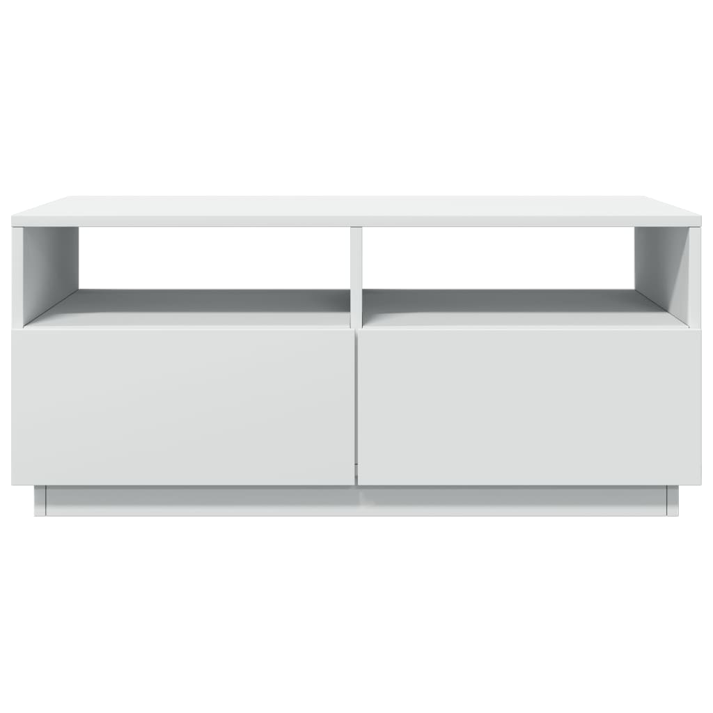 Coffee Table with LED Lights White 90x49x40 cm